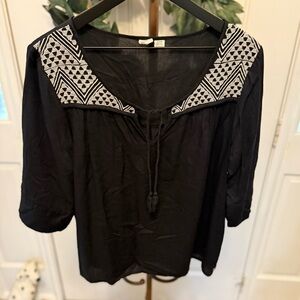Roxy Boho Embroidered Top Blouse M